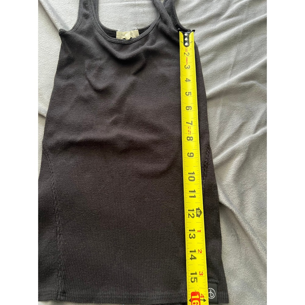 Rag & Bone Distressed Black Ribbed Tank Top Scoop Neck Sleeveless S/P - Picture 3 of 6